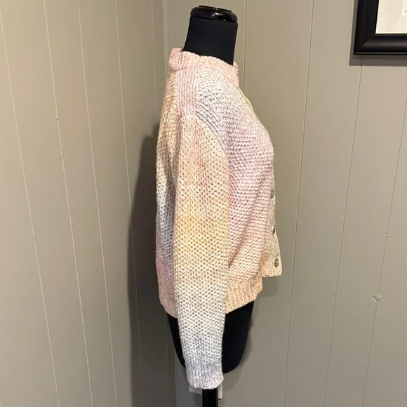 B20 Kilte Rainbow Pastel Knit Women's Knit V Neck Button Down Cute Cardigan